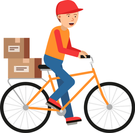 Delivery boy riding bicycle  Illustration