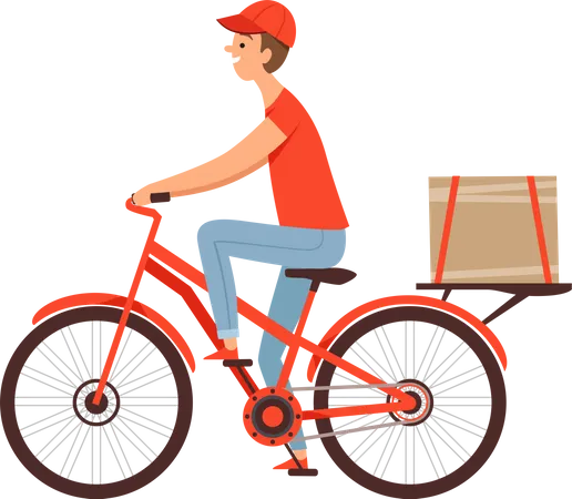 Delivery boy riding cycle Illustration