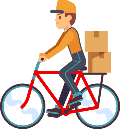 Delivery boy riding cycle  Illustration