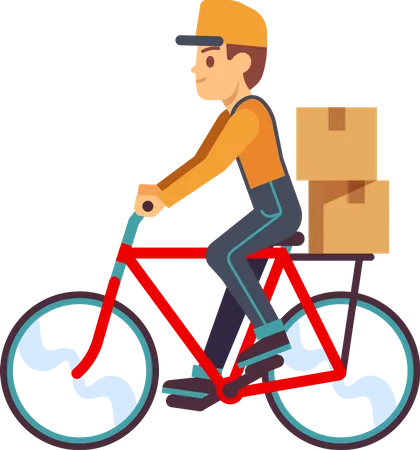 Delivery boy riding cycle  Illustration