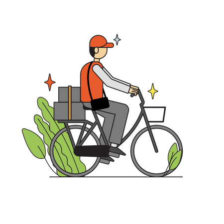 Delivery boy riding cycle  Illustration