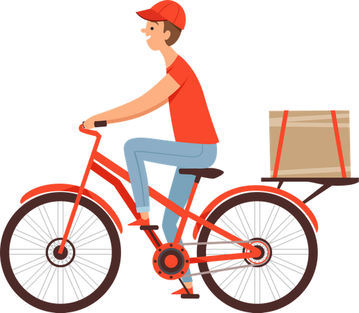 Delivery boy riding cycle  Illustration