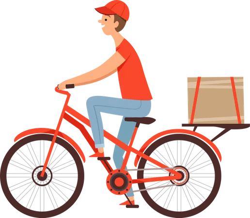 Delivery boy riding cycle  Illustration