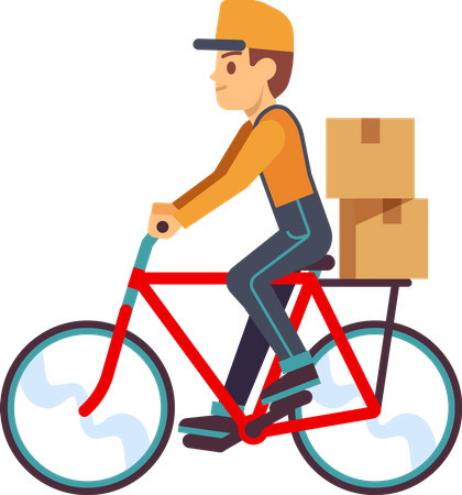 Delivery boy riding cycle  Illustration