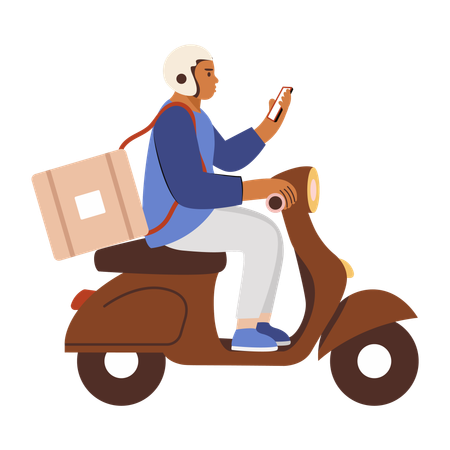 Delivery boy riding scooter  Illustration