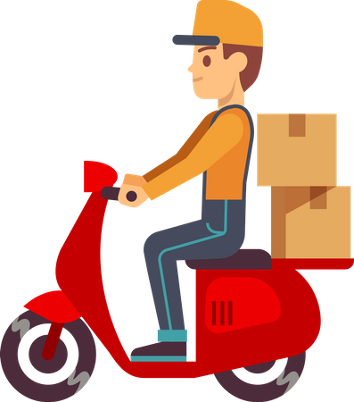 Delivery boy riding scooter  Illustration