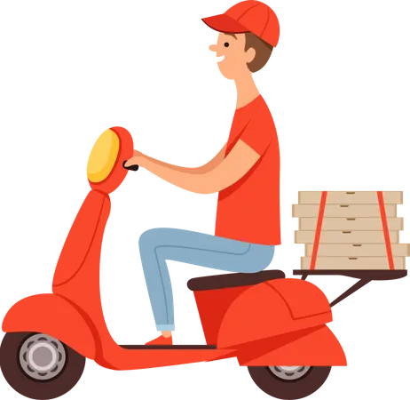 Delivery boy riding scooter  Illustration