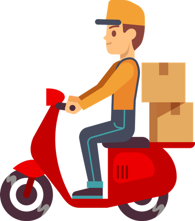 Delivery boy riding scooter  Illustration