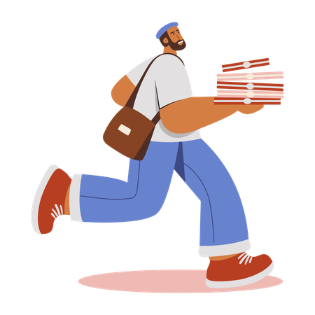 Delivery boy running  Illustration