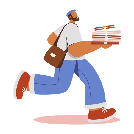 Delivery boy running  Illustration