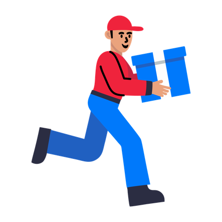 Delivery Boy Running with parcel  Illustration