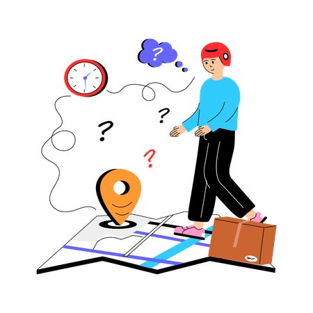 Delivery Boy Searching Location  Illustration