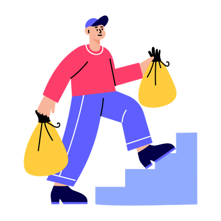 Delivery boy sending parcel to client  Illustration