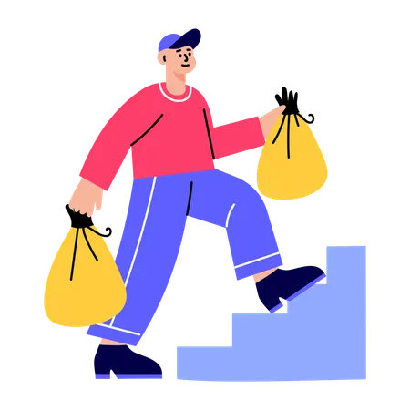 Delivery boy sending parcel to client  Illustration