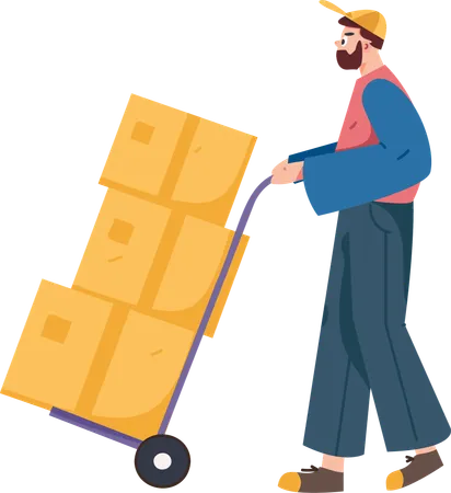 Delivery boy shifting boxes  Illustration