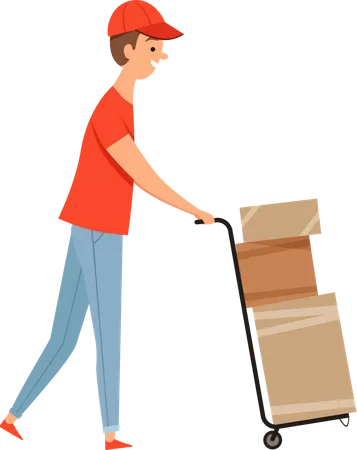 Delivery boy transmit packages  Illustration