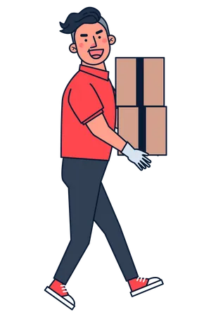 Delivery boy with boxes Illustration