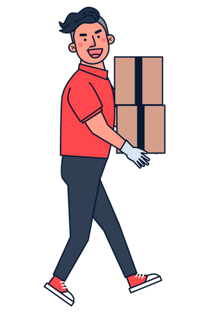 Delivery boy with boxes  Illustration