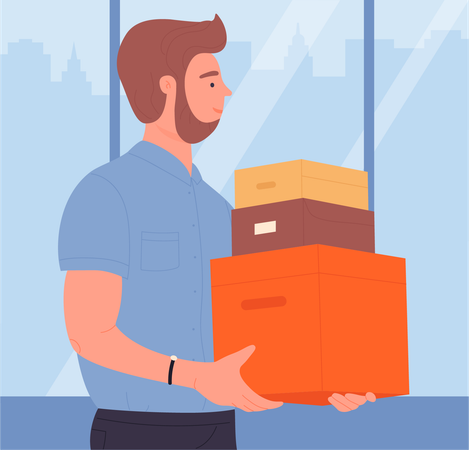 Delivery boy with parcel  Illustration