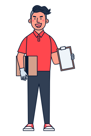 Delivery boy with parcel Illustration