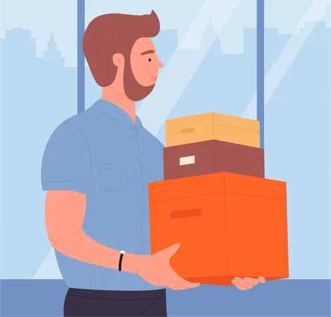 Delivery boy with parcel  Illustration