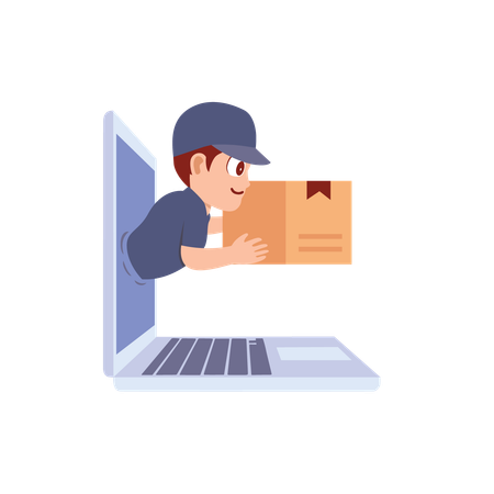 Delivery boy with parcel  Illustration