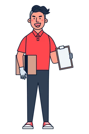 Delivery boy with parcel  Illustration