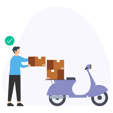 Delivery Boy with scooter  Illustration