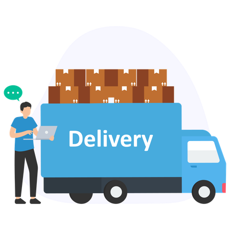 Delivery boy with delivery van  Illustration