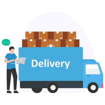 Delivery boy with delivery van  Illustration