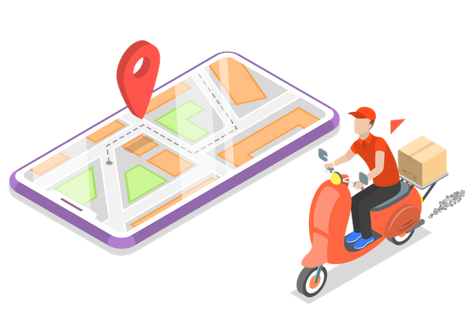 Delivery by scooter Illustration
