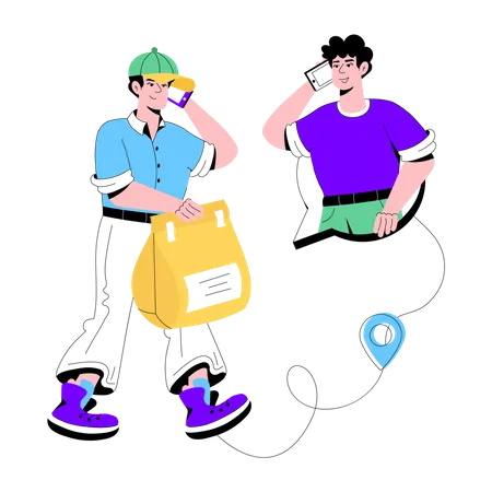 A Flat Illustration Of Delivery Call Illustration