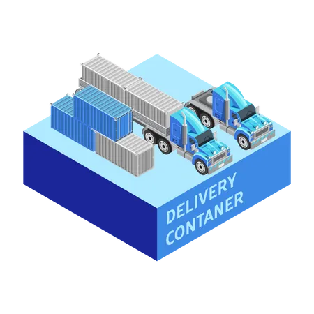 Delivery container and truck Illustration