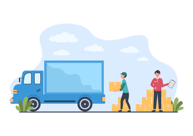 Delivery Container Truck Illustration