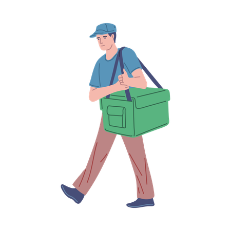 Delivery courier man holding delivery box bag  Illustration