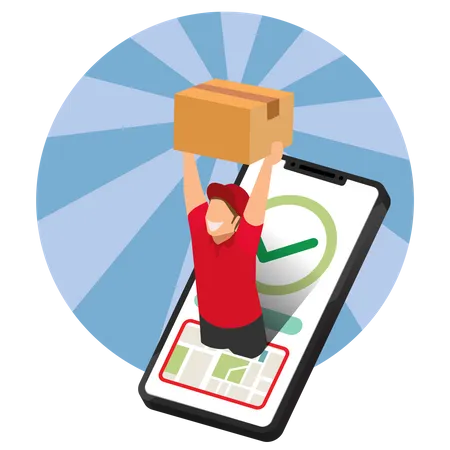 Delivery courier man holding Parcel Box Illustration