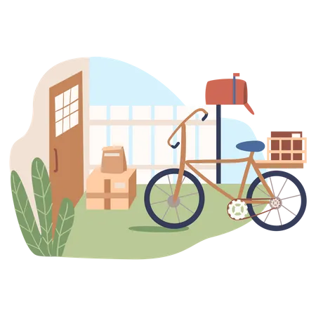 Delivery cycle with packages  Illustration