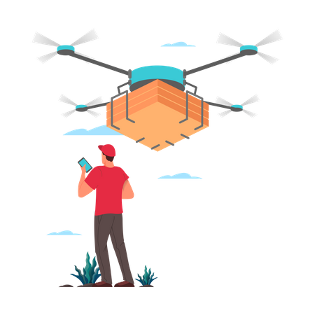 Delivery drone with package  イラスト