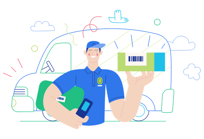 Delivery executive delivering parcel  Illustration