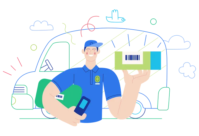 Delivery executive delivering parcel  Illustration