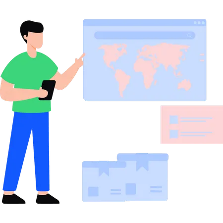 Delivery expert is shipping worldwide  Illustration