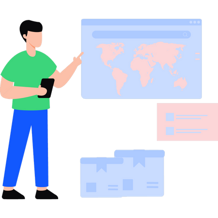 Delivery expert is shipping worldwide  Illustration