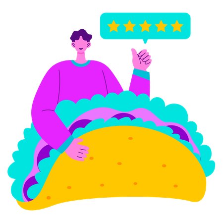 Delivery food customer review  Illustration