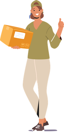 Delivery girl carrying boxes Illustration