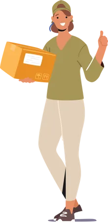 Delivery girl carrying boxes Illustration