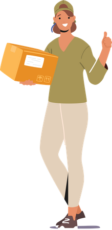 Delivery girl carrying boxes  Illustration