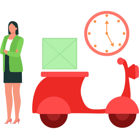 Delivery girl does timely delivery  Illustration
