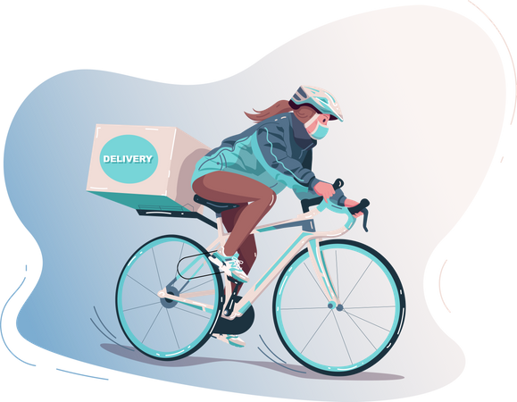 Delivery girl going to deliver courier Illustration