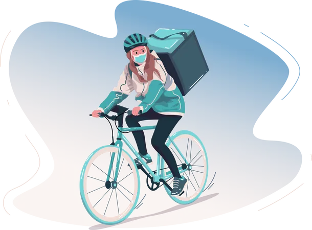 Delivery girl going to deliver courier Illustration
