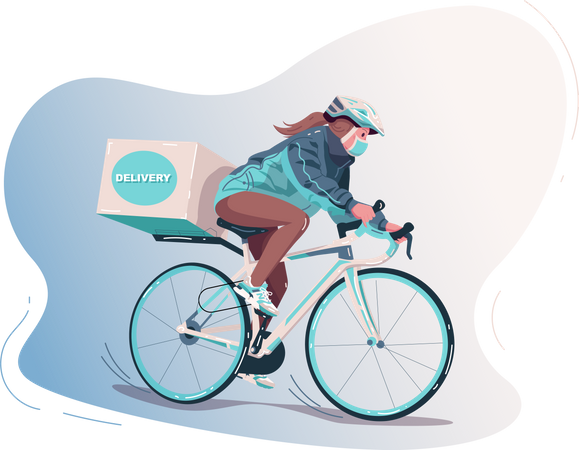 Delivery girl going to deliver courier  Illustration